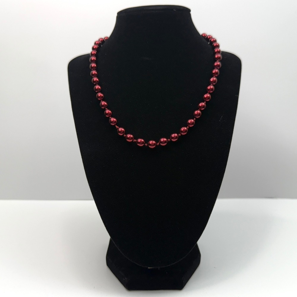 Vintage Glass Pearl Beaded Necklace Statement Fashion Costume Jewelry 8.5 in L